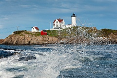 Wave Breaks Near Cape Neddick (Nubble) Lighthouse in Maine